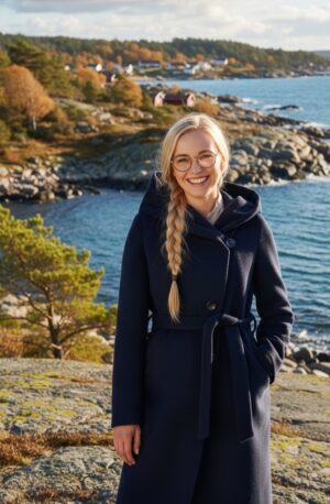 Ocieplany płaszcz zimowy z kapturem. Uszyty z miękkiego materiału z wełną. Wiązany.