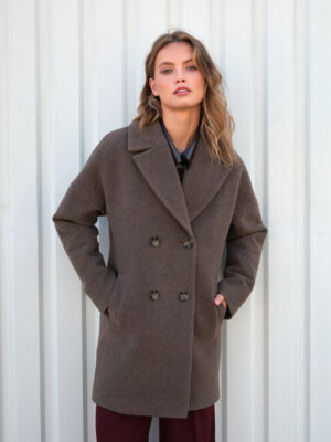 Płaszcz krótszy, pudełkowa kurtka zimowa do uda w stylu oversize. Ocieplana.